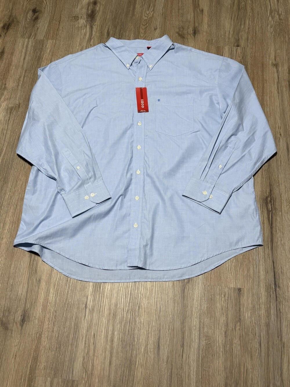 New IZOD Men’s Blue Plaid Long Sleeve Shirt 3XL Stretch.